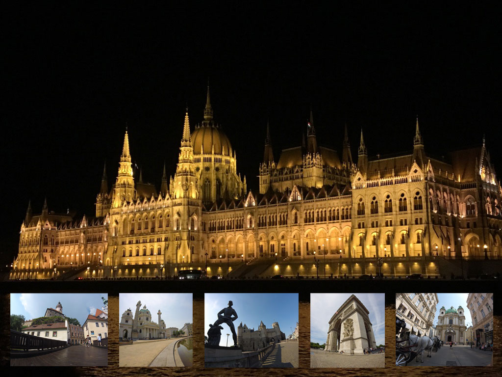 Foto da paisagem de Budapeste e fotos em miniatura na parte inferior